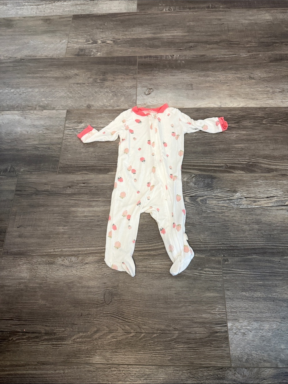 Milkberry Baby Girls' White Footed One-Piece‎ with Pink Strawberry Print
